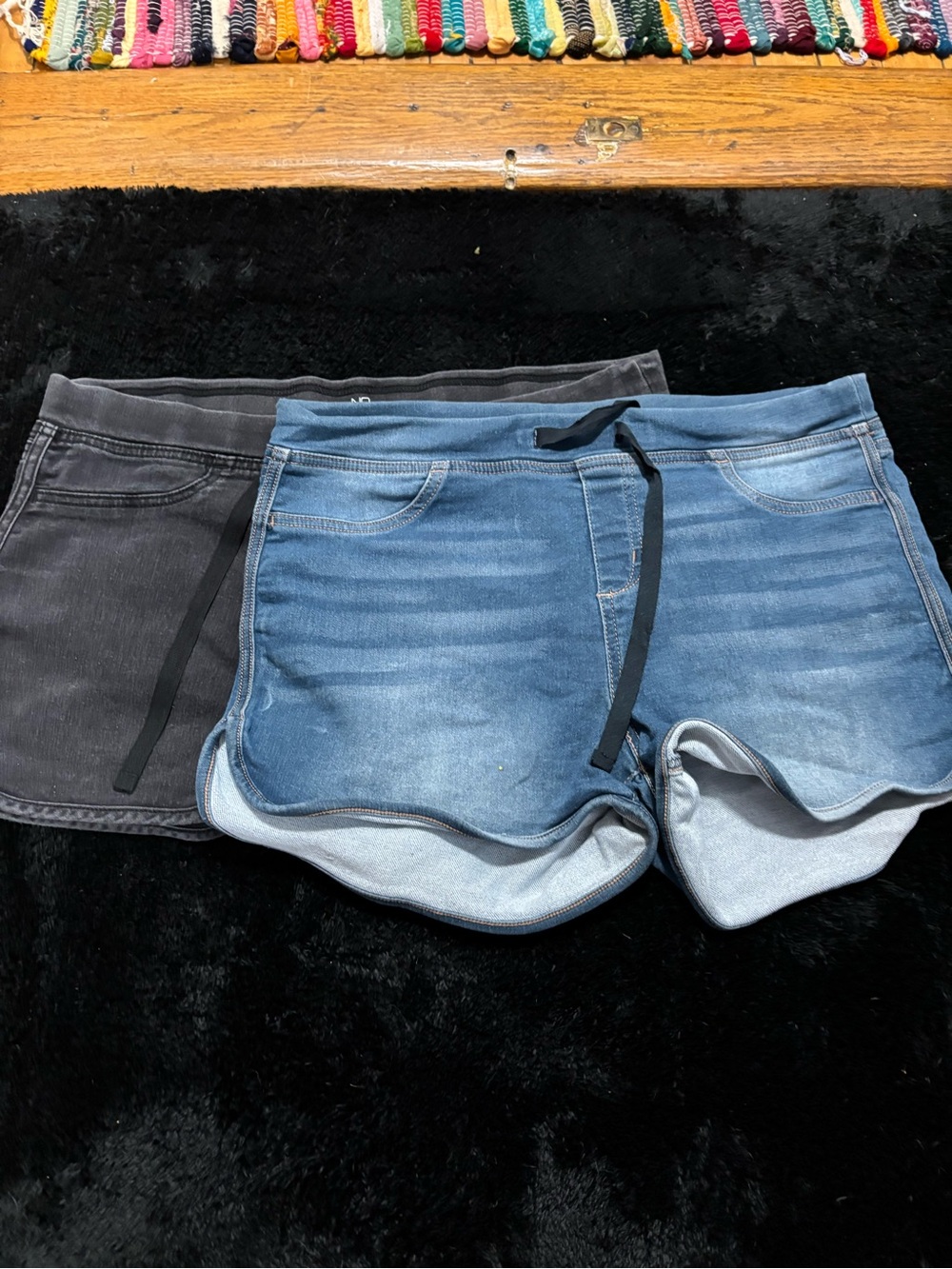 No Boundaries Blue and Black Pull-On Denim-Style Shorts Duo
